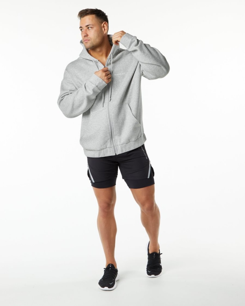 Heather Grey Alphalete Classic Full-Zip Jacket Men's Jackets | 3741058-GZ