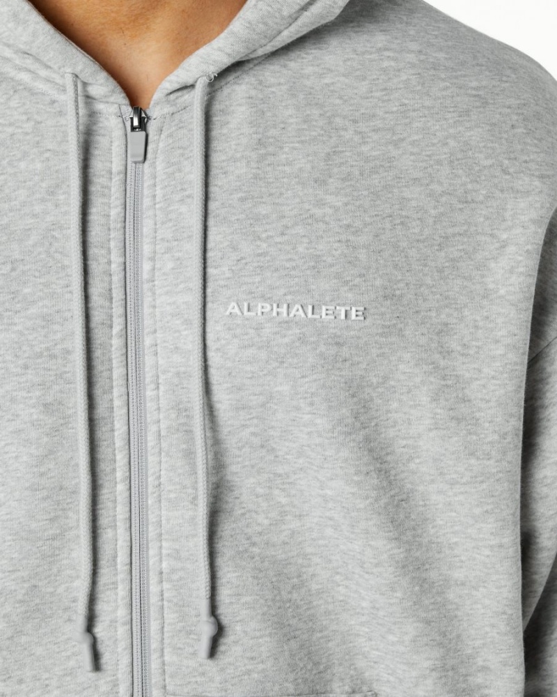 Heather Grey Alphalete Classic Full-Zip Jacket Men's Jackets | 3741058-GZ