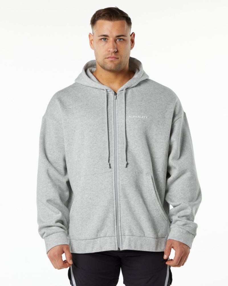 Heather Grey Alphalete Classic Full-Zip Jacket Men\'s Jackets | 3741058-GZ