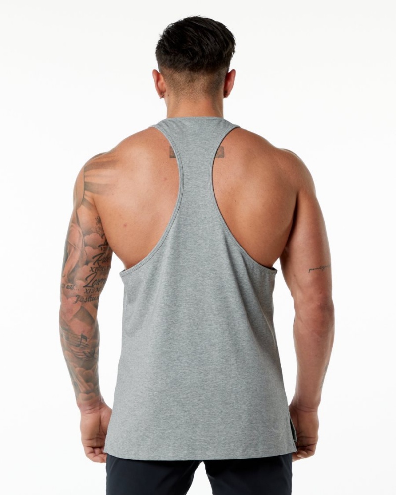 Heather Grey Alphalete Emblem Stringer Men's Stringers | 6945817-QE