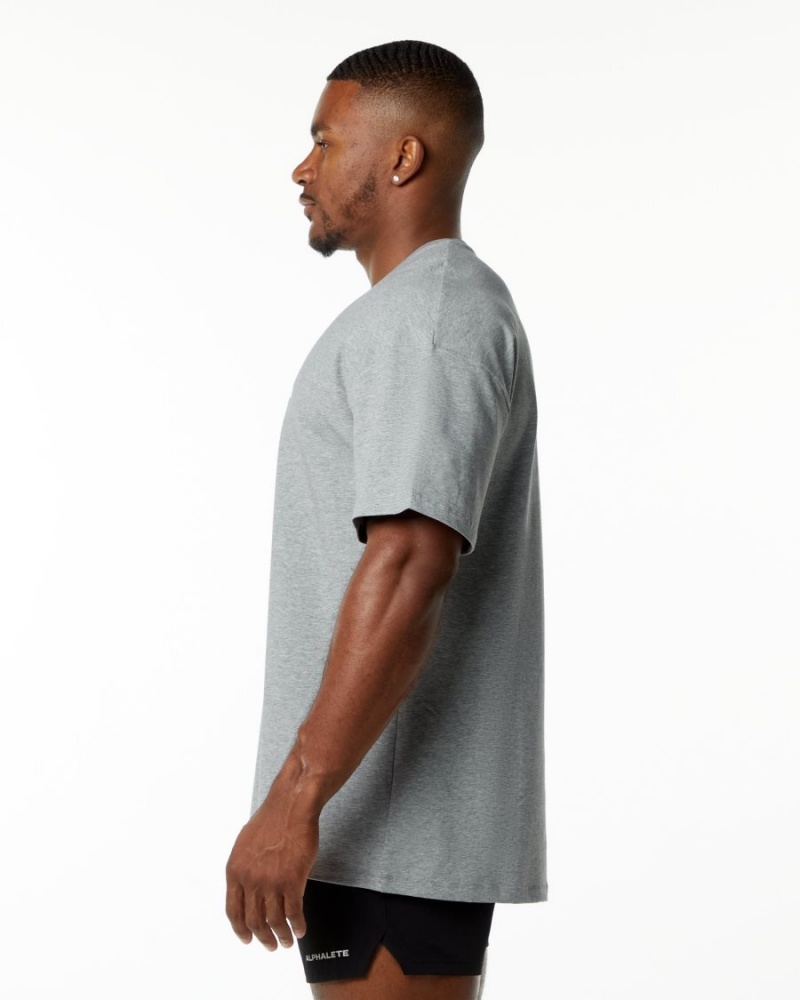 Heather Grey Alphalete Emblem Tee Men's Shirts | 5498206-XS