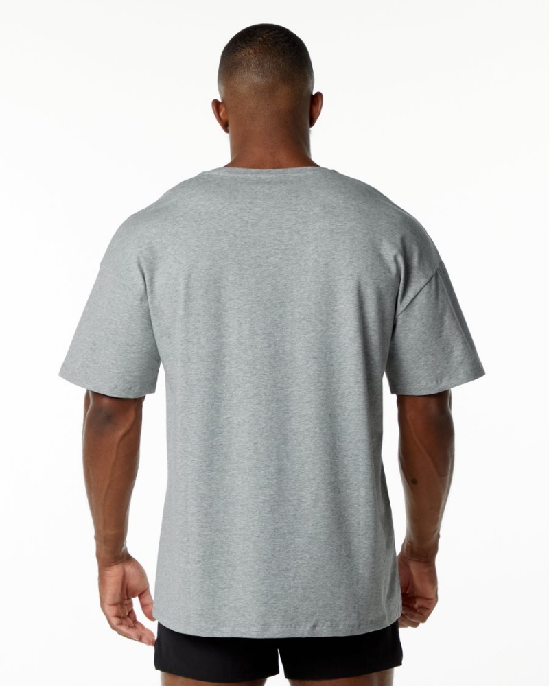 Heather Grey Alphalete Emblem Tee Men's Shirts | 5498206-XS