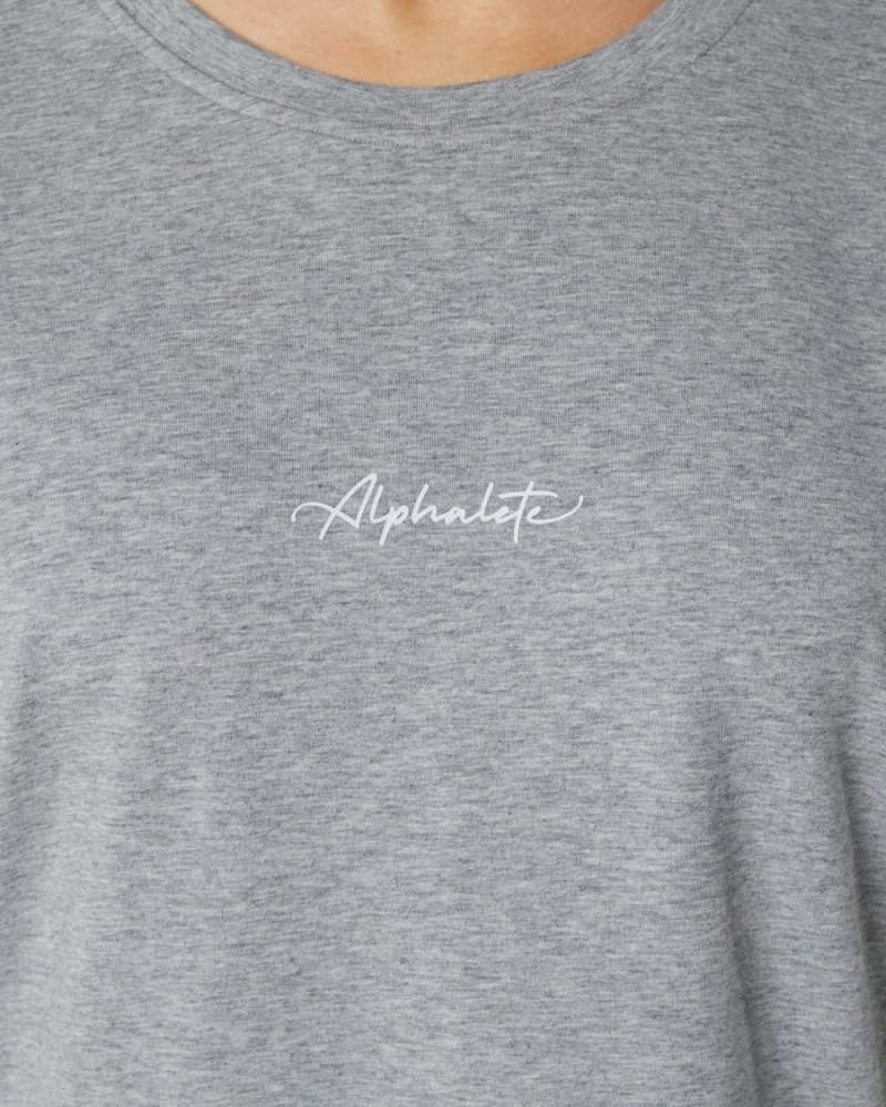 Heather Grey Alphalete Signature Oversized Tee Women's Shirts | 8091627-LN