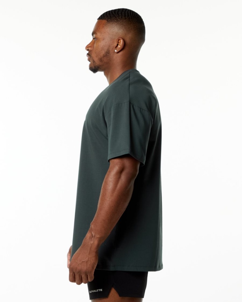 Hunter Green Alphalete Emblem Tee Men's Shirts | 9531426-BC