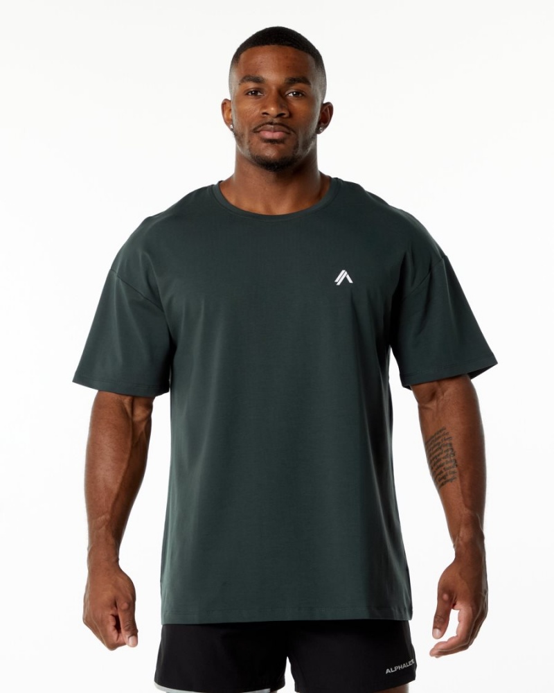 Hunter Green Alphalete Emblem Tee Men\'s Shirts | 9531426-BC