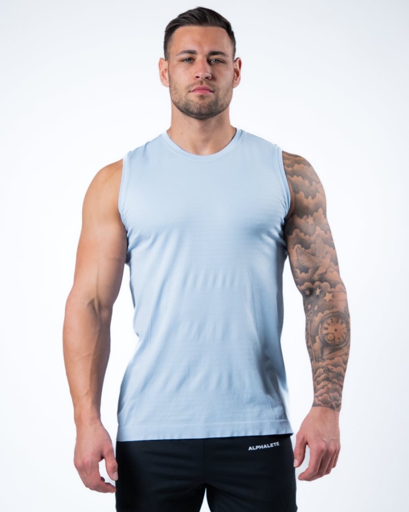 Ice Blue Alphalete Hero Tank Men\'s Tanks | 7916382-ND