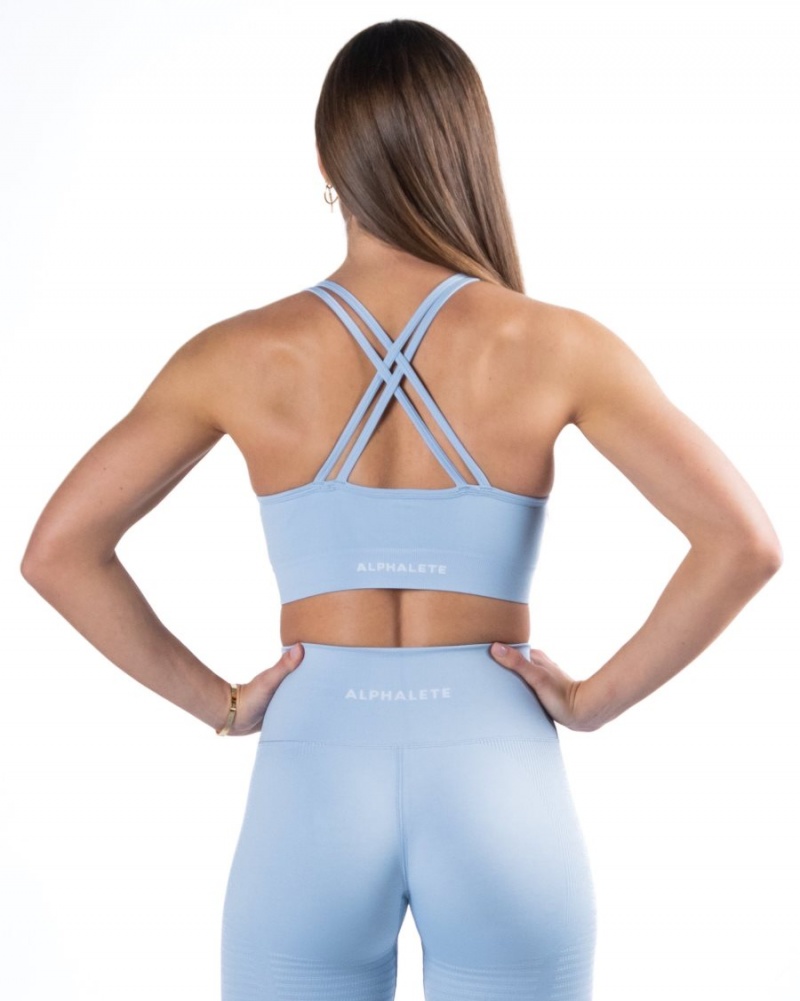 Ice Blue Alphalete Revival Bra Women's Sports Bra | 1294735-TA