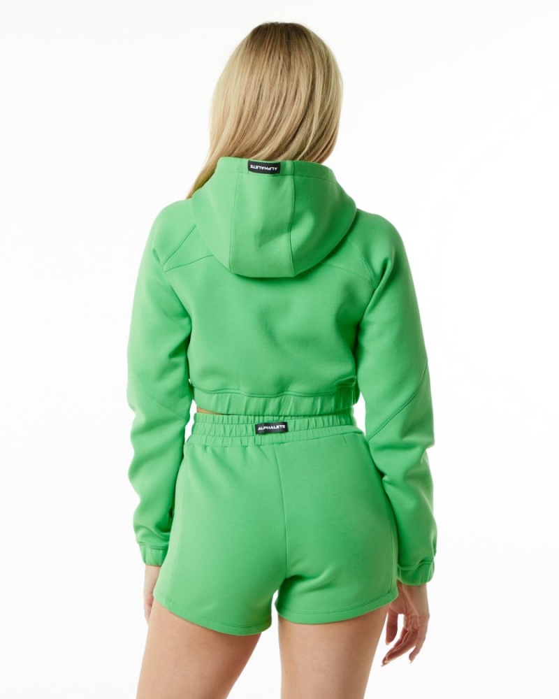 Irish Green Alphalete ELMTS Full-Zip Crop Jacket Women's Jackets | 9631082-JS