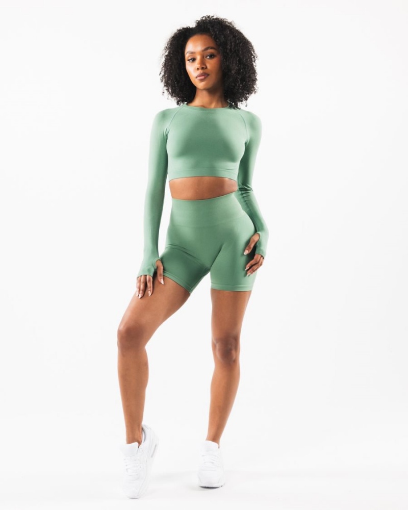 Jade Alphalete Stratus LS Crop Women's Long Sleeve | 5978160-DR