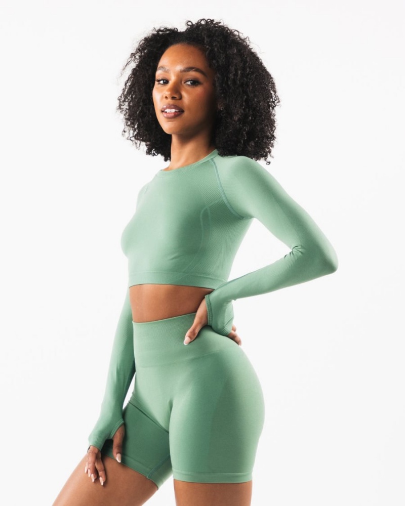 Jade Alphalete Stratus LS Crop Women's Long Sleeve | 5978160-DR