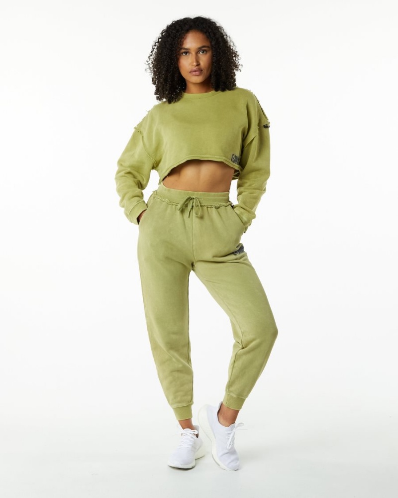 Jade Green Alphalete Very Terry Crop Pullover Women's Jackets | 9246387-MS