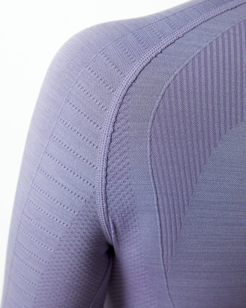 Lavender Alphalete Ozone High Neck LS Crop Women's Long Sleeve | 6837549-BO