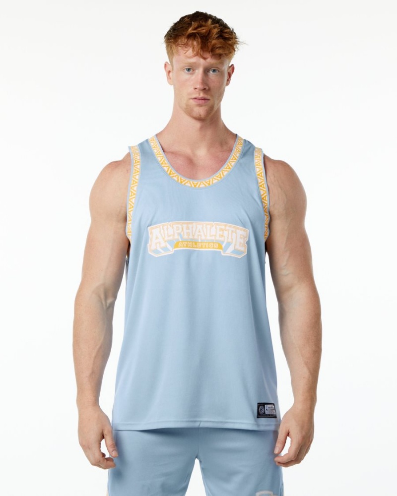 Light Blue Alphalete Varsity Basketball Jersey Men\'s Stringers | 4395026-GZ