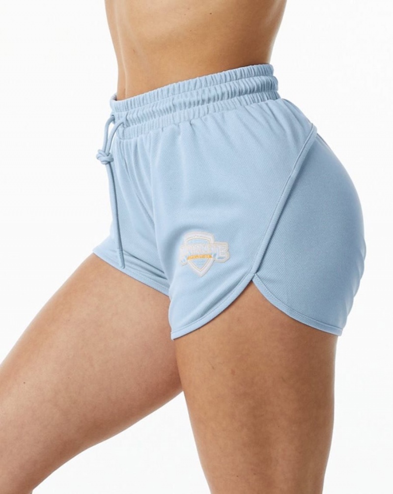 Light Blue Alphalete Varsity Short 3.25" Women\'s Shorts | 0149586-NV