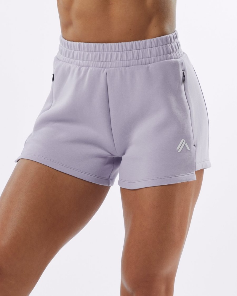 Lilac Alphalete ELMTS Athletic Short 3.5" Women\'s Shorts | 8659024-NT