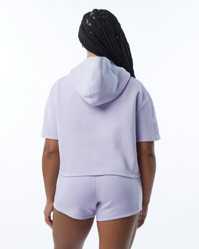 Lilac Alphalete ELMTS Half Sleeve Hoodie Women's Hoodie | 1876032-TK