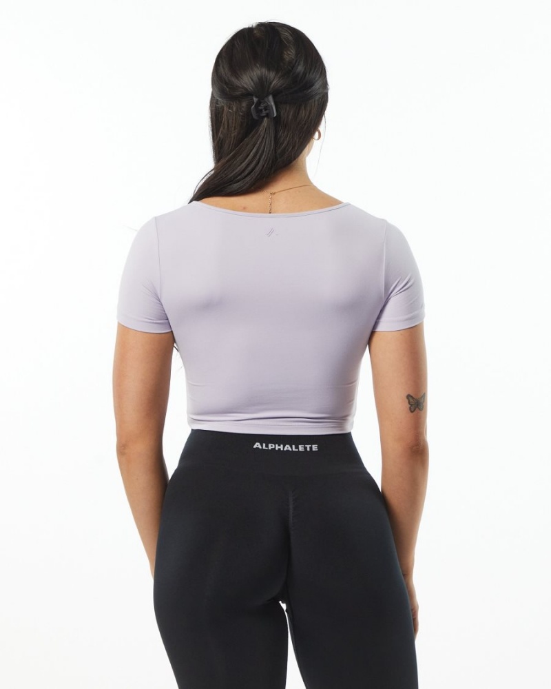 Lilac Alphalete Ultrasoft Pinnacle Tee Women's Shirts | 9102876-JW