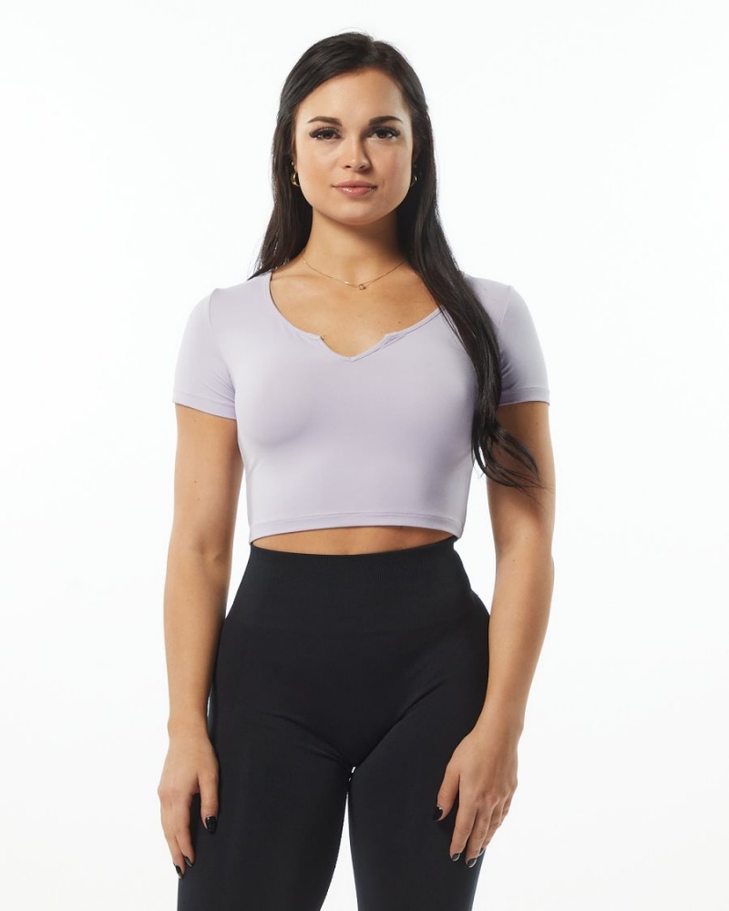 Lilac Alphalete Ultrasoft Pinnacle Tee Women's Shirts | 9102876-JW