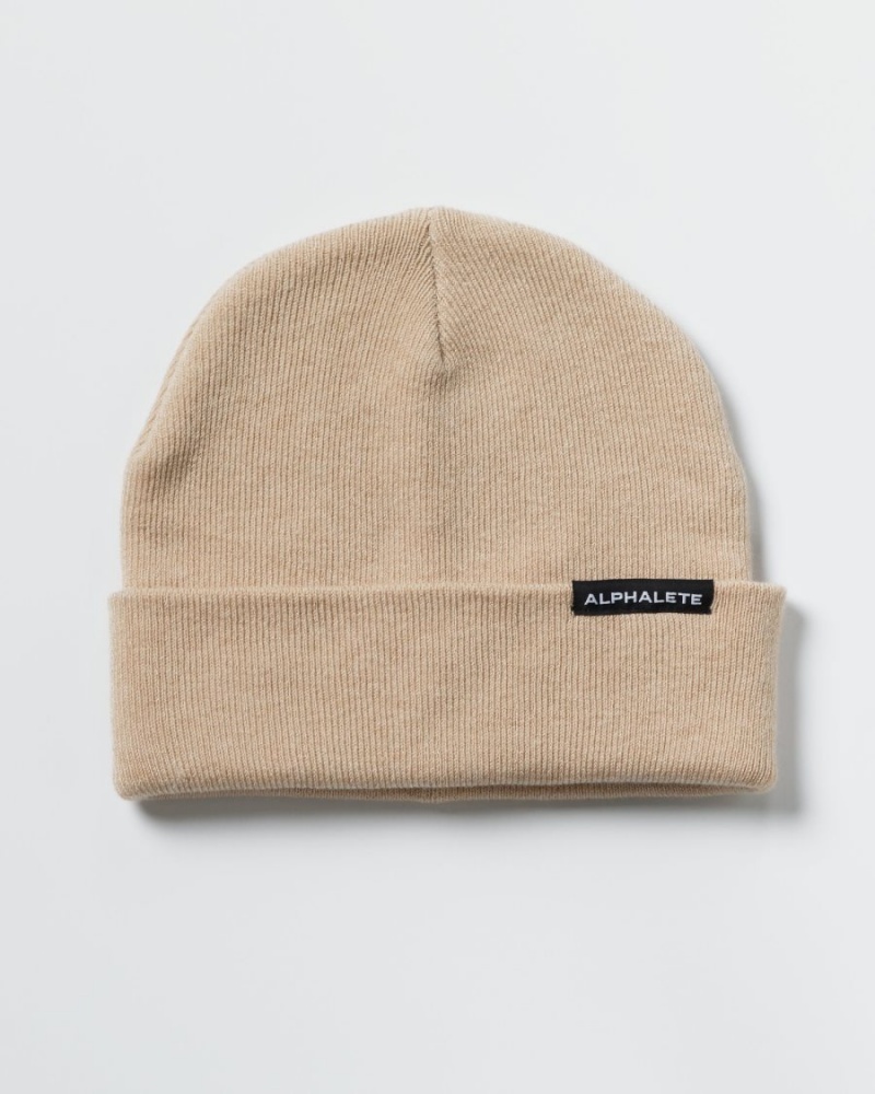 Linen Alphalete Essential Foldover Beanie Men's Accessories | 4310862-UX