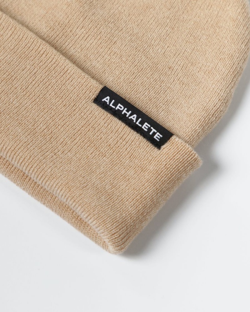 Linen Alphalete Essential Foldover Beanie Men's Accessories | 4310862-UX