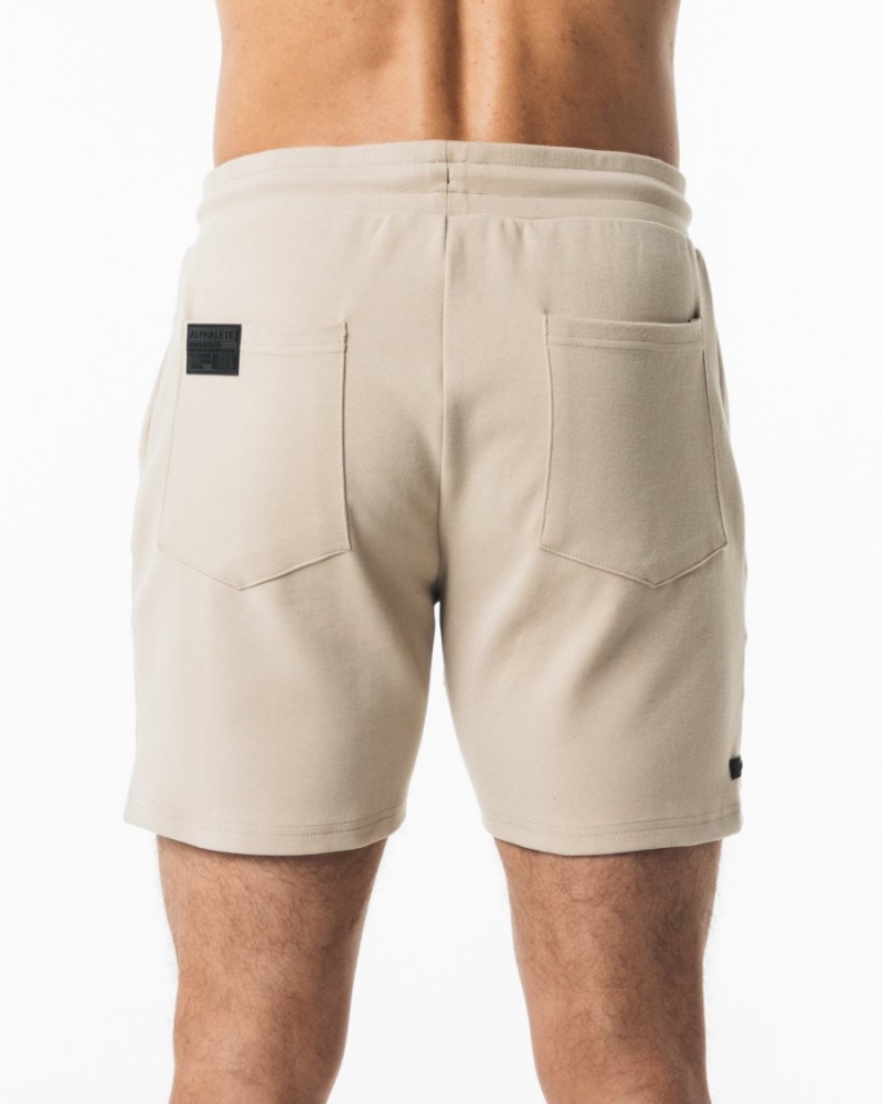 Linen Alphalete Identity Short 6” Men's Shorts | 9837456-VG