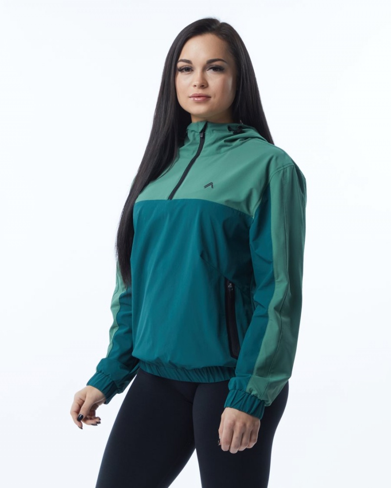 Luxury Green Alphalete Infinity Tech Jacket Women's Jackets | 9062317-GJ