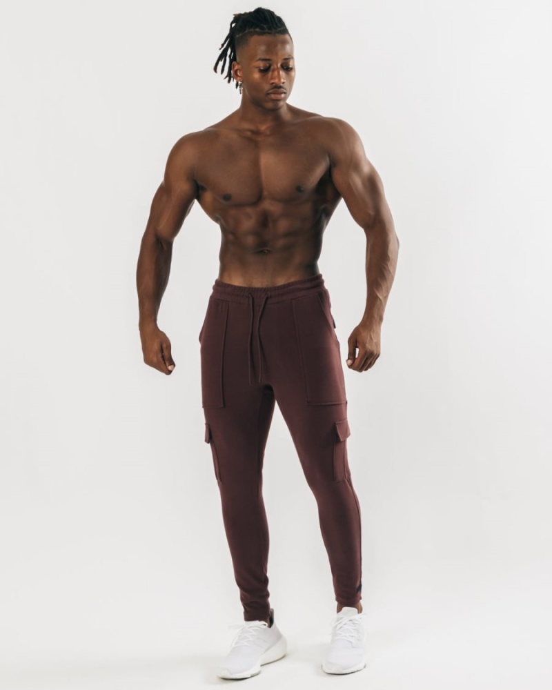 Mahogany Alphalete Identity Cargo Men's Jogger | 5917620-VQ