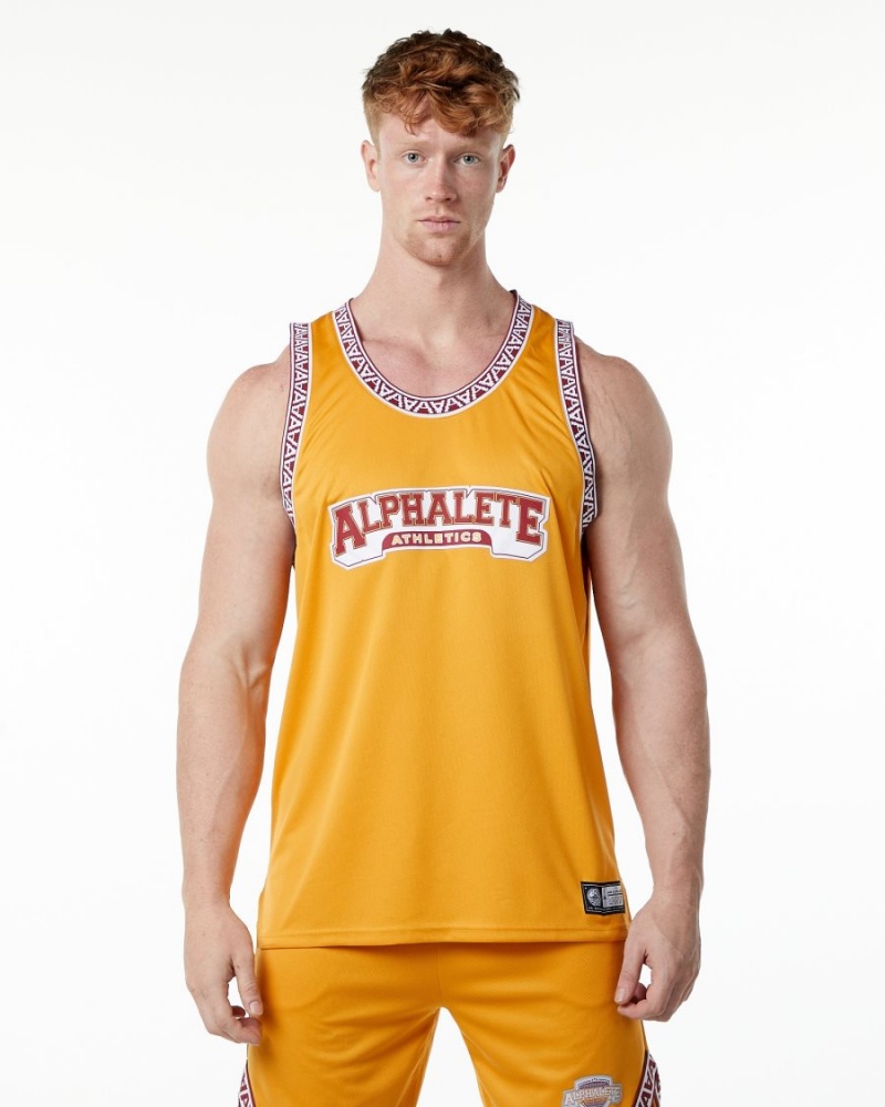 Marigold Alphalete Varsity Basketball Jersey Men\'s Stringers | 7869154-GQ