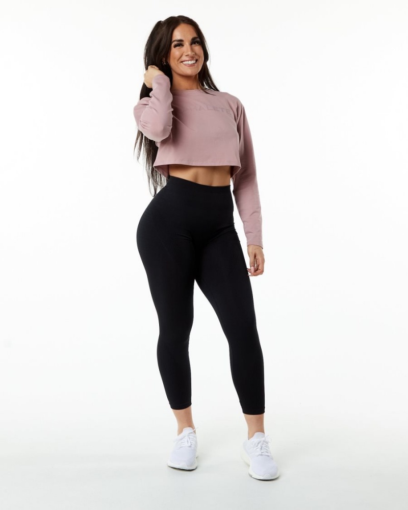 Mauve Alphalete Core LS Crop Women's Long Sleeve | 3506724-GT