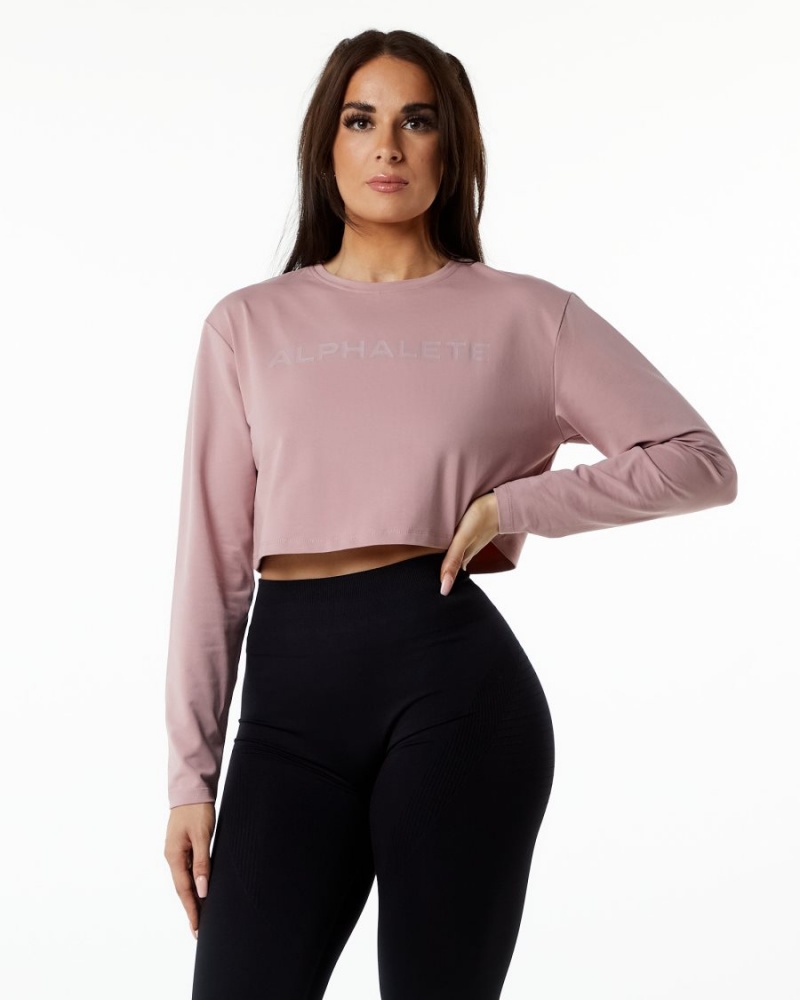 Mauve Alphalete Core LS Crop Women\'s Long Sleeve | 3506724-GT