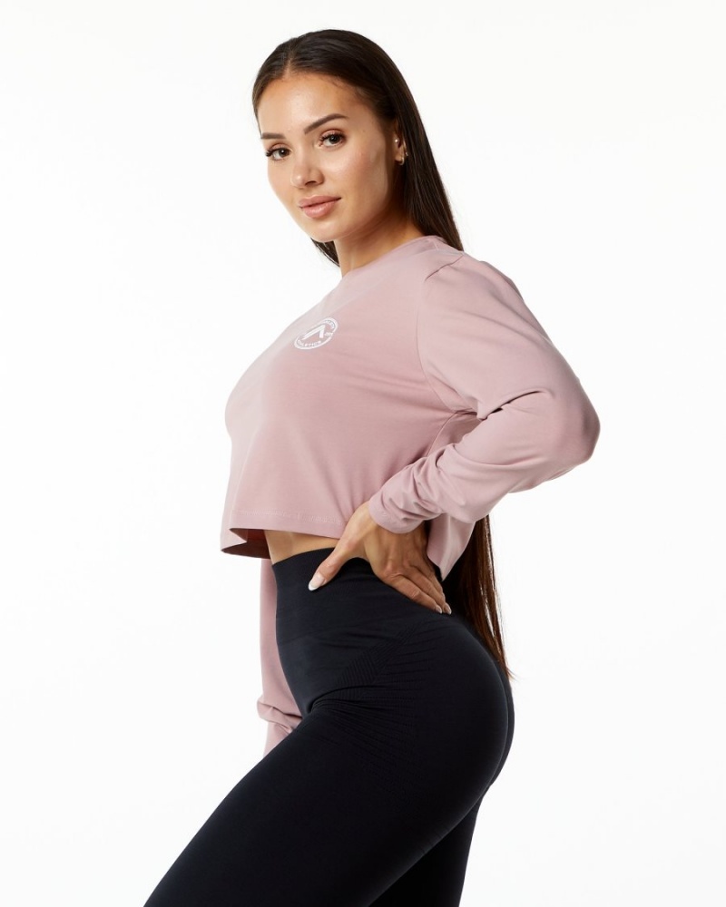 Mauve Alphalete Dynasty LS Crop Women's Long Sleeve | 1529760-VH