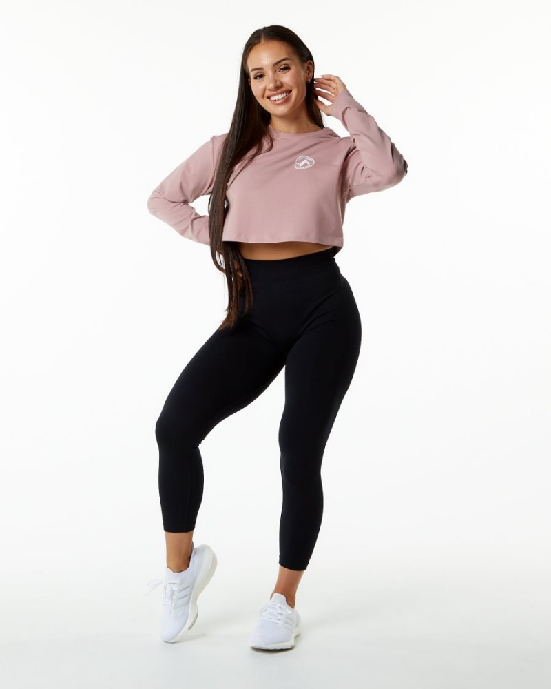 Mauve Alphalete Dynasty LS Crop Women's Long Sleeve | 1529760-VH