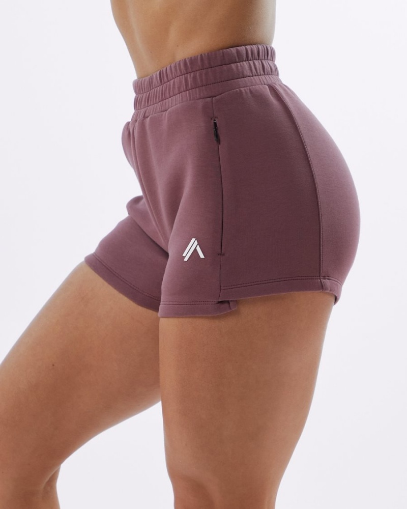 Mauve Alphalete ELMTS Athletic Short 3.5" Women's Shorts | 4176293-OU