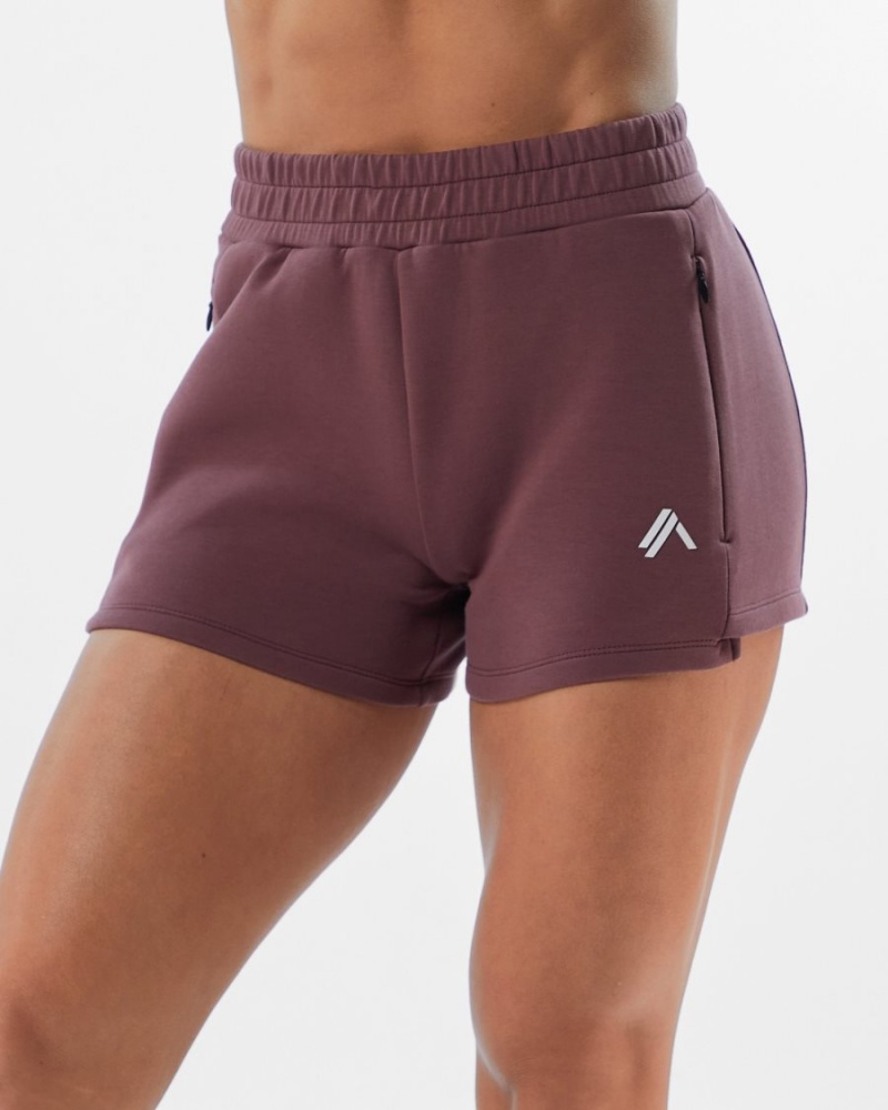 Mauve Alphalete ELMTS Athletic Short 3.5" Women\'s Shorts | 4176293-OU