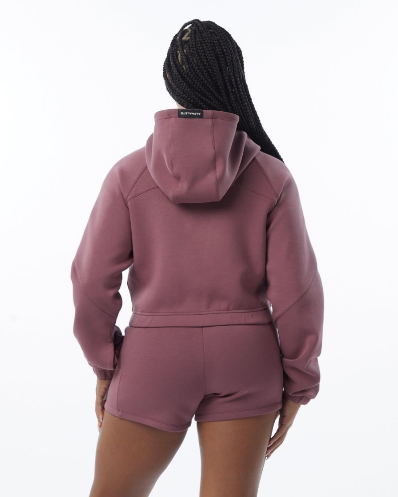 Mauve Alphalete ELMTS Full-Zip Crop Jacket Women's Jackets | 9875312-GW