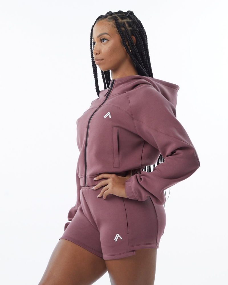 Mauve Alphalete ELMTS Full-Zip Crop Jacket Women's Jackets | 9875312-GW