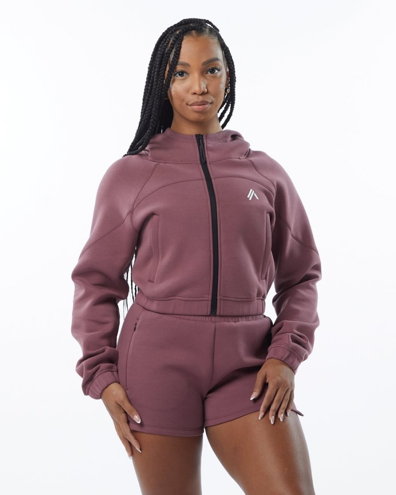 Mauve Alphalete ELMTS Full-Zip Crop Jacket Women's Jackets | 9875312-GW