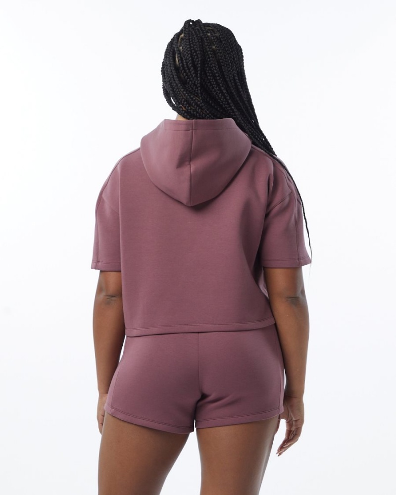 Mauve Alphalete ELMTS Half Sleeve Hoodie Women's Hoodie | 1938754-PD