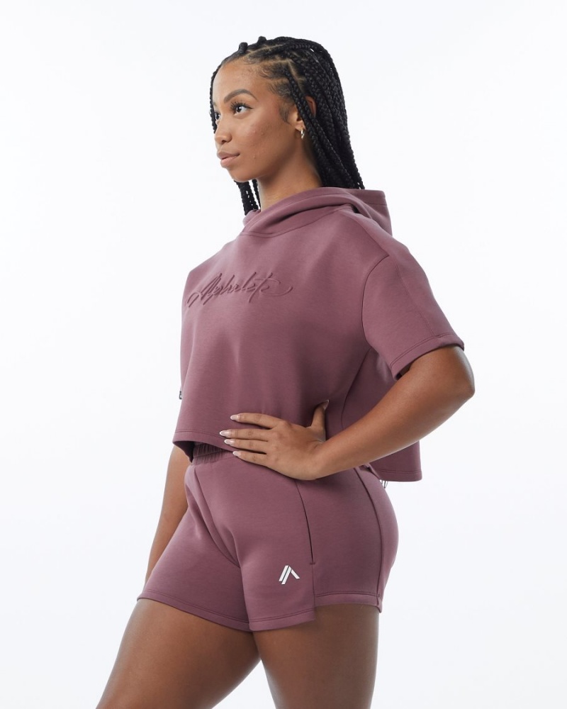 Mauve Alphalete ELMTS Half Sleeve Hoodie Women's Hoodie | 1938754-PD