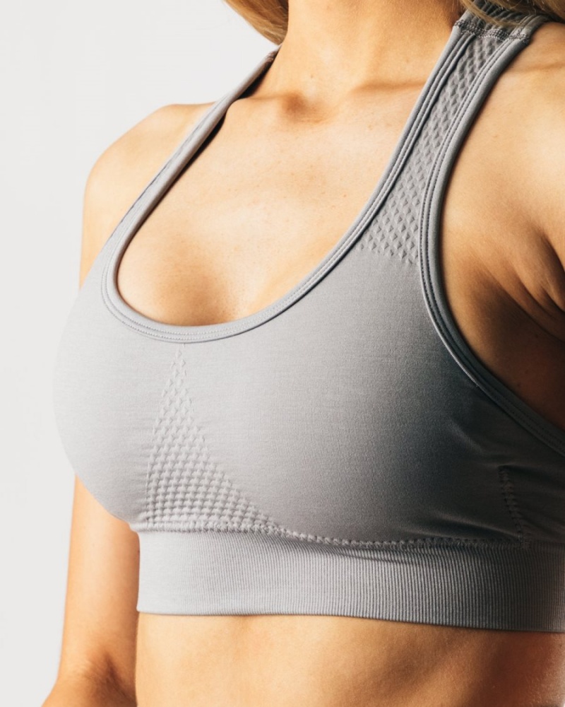 Medium Grey Alphalete Impact Bra Women's Sports Bra | 1940386-YG