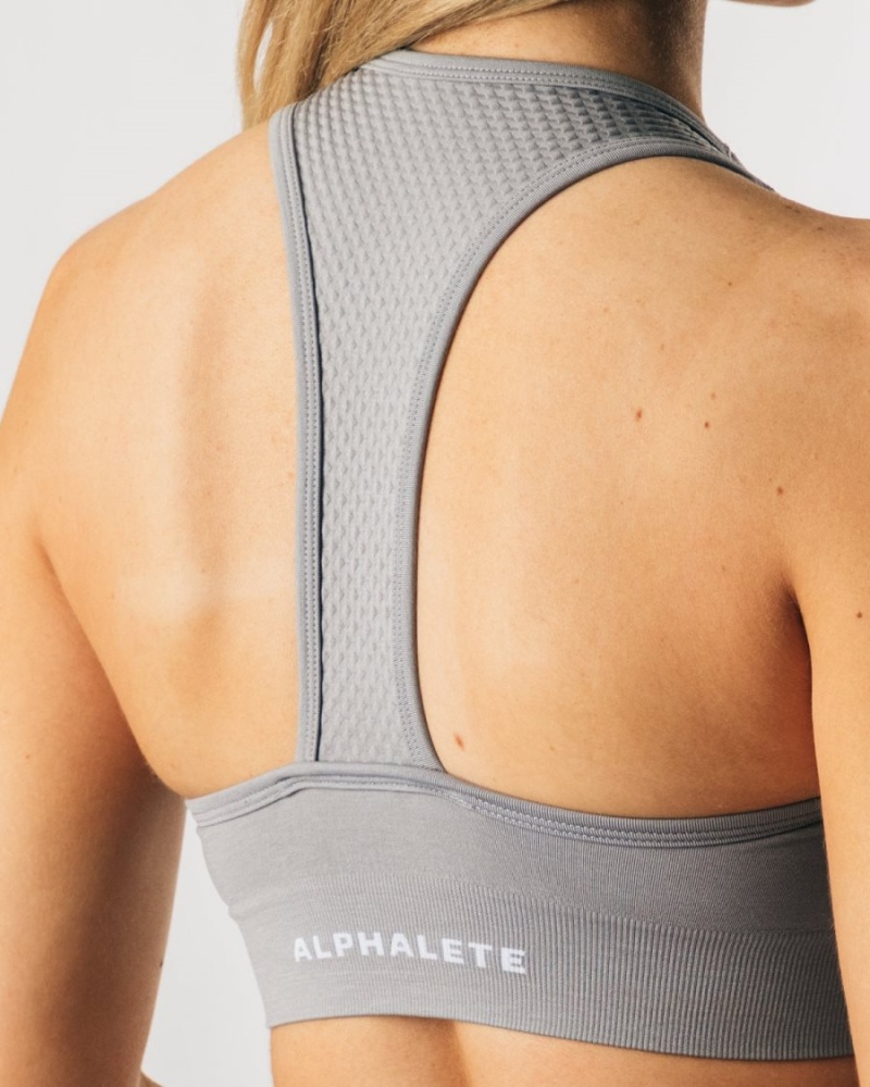 Medium Grey Alphalete Impact Bra Women's Sports Bra | 1940386-YG