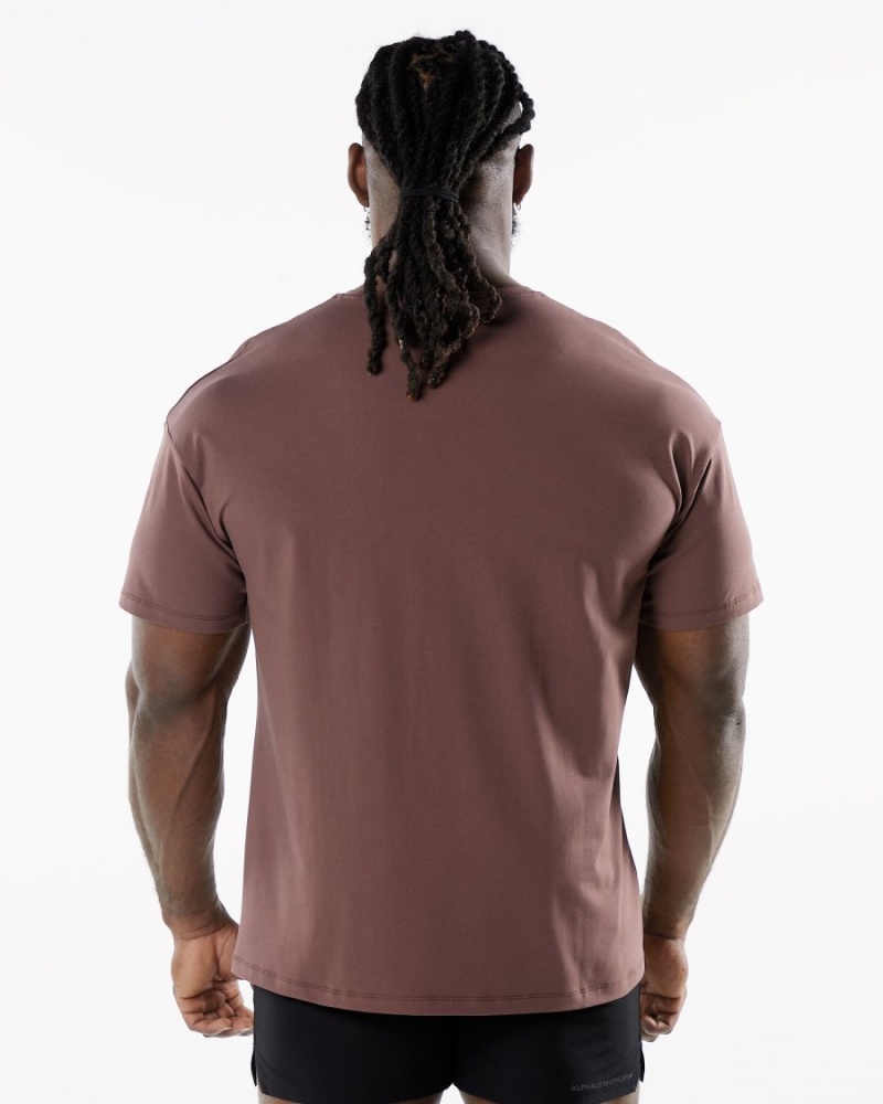 Merlot Alphalete Emblem Tee Men's Shirts | 8749651-SP