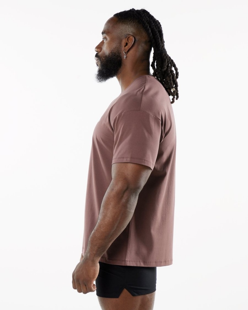 Merlot Alphalete Emblem Tee Men's Shirts | 8749651-SP