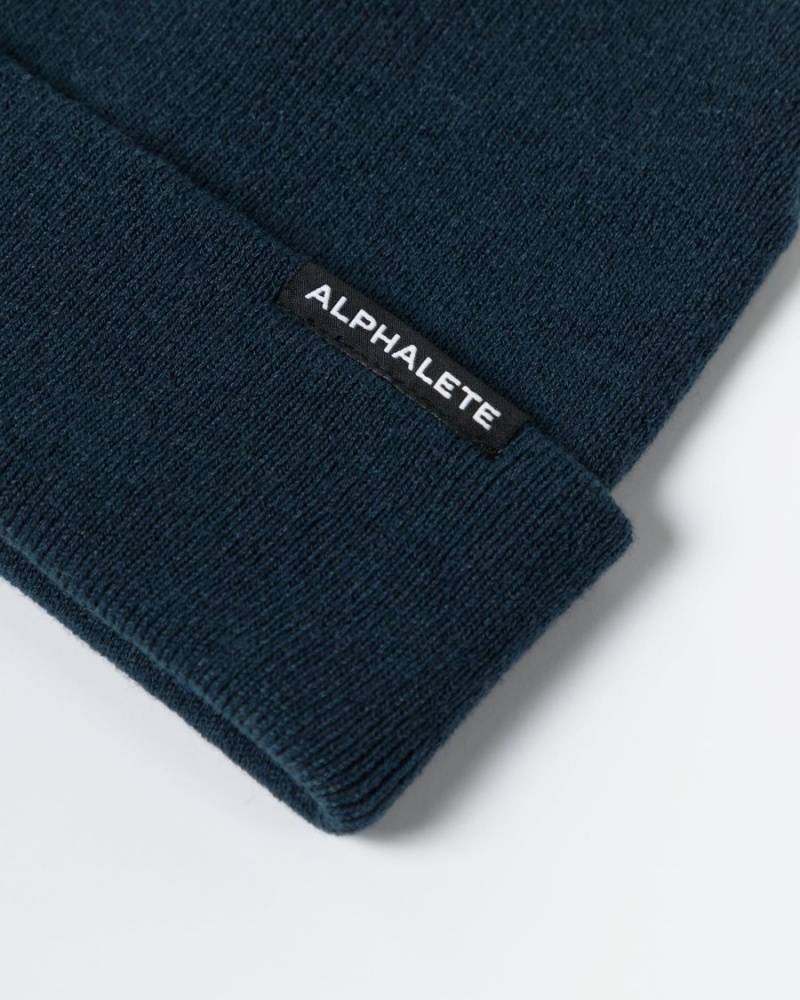 Midnight Alphalete Essential Foldover Beanie Women's Accessories | 1859346-AT