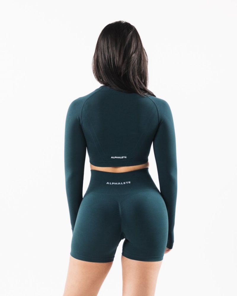 Midnight Alphalete Stratus LS Crop Women's Long Sleeve | 2978561-KE