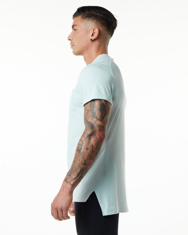 Mirage Blue Alphalete Evo Pocket Tee Men's Shirts | 4136250-LZ