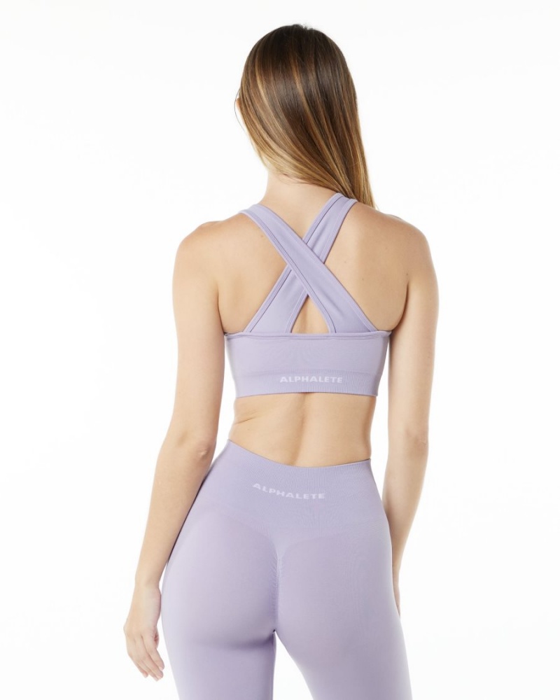 Misty Lilac Alphalete Amplify Bra Women's Sports Bra | 0814795-WF