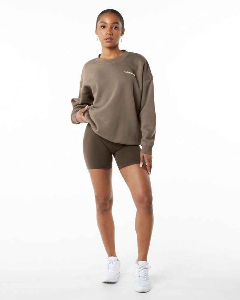 Mocha Alphalete Classic Crew Women's Jackets | 2096384-QI