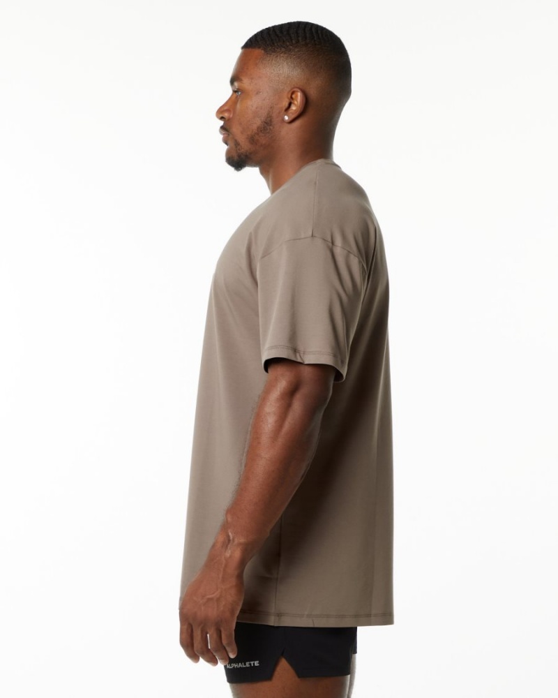 Mocha Alphalete Emblem Tee Men's Shirts | 5794328-ID