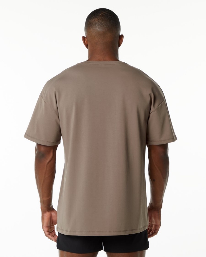 Mocha Alphalete Emblem Tee Men's Shirts | 5794328-ID